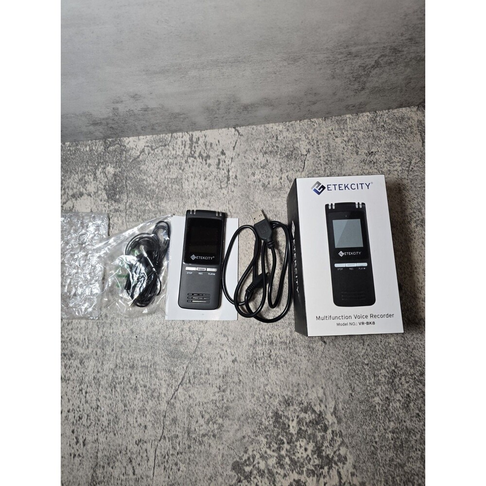Etekcity Digital Multifunction Voice Recorder - Black Model No: VR-BK8 - New